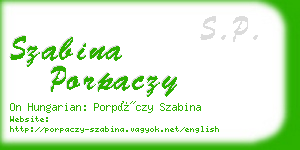 szabina porpaczy business card